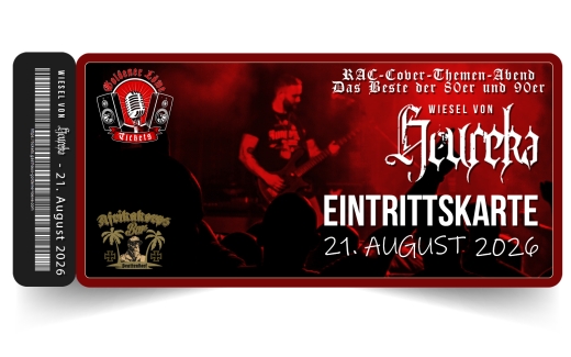 HEUREKA - RAC COVER ABEND - 80er & 90er am 21. August 2026 – Afrikakorps Bar Brattendorf